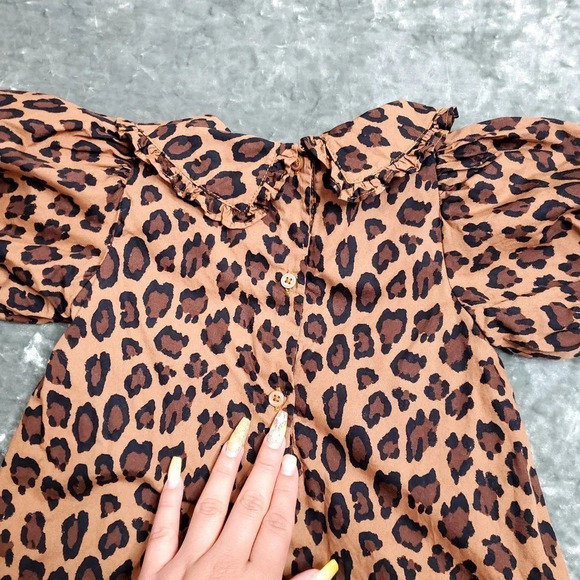 Janie & Jack Leopard Print Puff Sleeve Dress - Picture 6 of 7